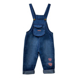 Jardineira Infantil Menina Macaquinho Jeans Calça Comprida