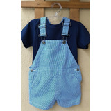 Jardineira Jeans Com Camiseta Infantil