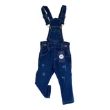 Jardineira Jeans Comprida Infantil Menino 1 2 3 4 6 8 Longa