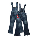 Jardineira Jeans Menina Infantil Flare Tamanho