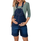 Jardineira Macaquinho Gestante, Maternidade Barriga Jeans 