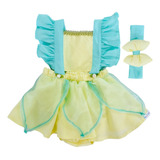 Jardineira Romper Saia Fantasia Body Bebe Princesa Tiana