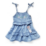 Jardineira Saia Vestido Jeans Bebê Linda Menina