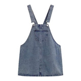 Jardineira Short Saia Feminina Moda Jeans Casual Solto Fofo
