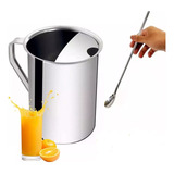 Jarra De Inox 1 Litro Suco Água Leite + Colher Bailarina 