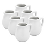 Jarra De Porcelana 60 Ml Jarrinha Louça 6 Cm Mini Leiteira Kit Com 6 Unidades