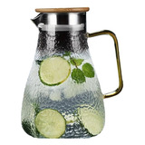Jarra De Suco Agua Vidro Luxo C/tampa Bambu 1800ml
