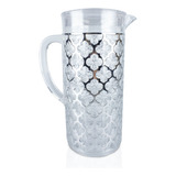 Jarra De Suco Em Acrilico Com Tampa Decorada Prata 2l Cor Prateado