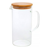 Jarra De Vidro Borosilicato Tampa Bambu 1.3l Suco Agua Leite