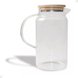 Jarra De Vidro Suco Com Tampa De Bambu Para Agua Leite Bebidas 1,2 Litros Oikos