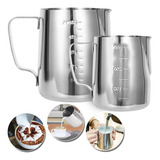 Jarra Leiteira Inox Cremeira Americana Barista 350ml + 600ml