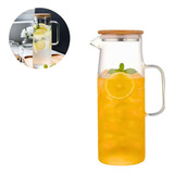 Jarra Vidro Borossilicato Com Alça Tampa Inox Bambu 1,3 Lt