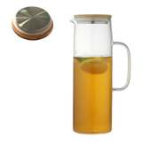 Jarra Vidro Borossilicato Com Alça Tampa Inox Bambu 1500ml