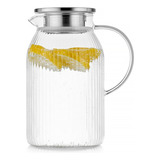 Jarra Vidro Borossilicato Elegante Tampa Inox Suco Agua Cha 