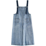 Jeans Jardineira Feminina Casual Solto Fashion Perna Larga
