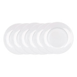 Jogo 06 Pratos Raso Branco Opal Branco Irregular Grande