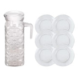 Jogo 1 Jarra Diamante 1l E 6 Pratos Astral Sopa Fundo 19,6cm