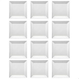 Jogo 12 Pratos Raso Quadrado Em Melamina 20cm Branco