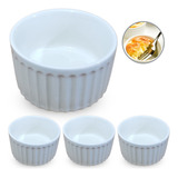 Jogo 12 Ramekim 190ml Porcelana Branco Suflê Torta Pure Bolo Liso