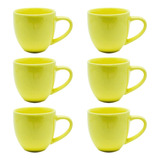 Jogo 12 Xicara Café Chá Porcelana 95ml Colorida Cor Amarelo