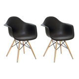 Jogo 2 Cadeiras Charles Eames Wood Design Eiffel C/ Braço