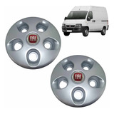 Jogo 2 Calotas Ducato Roda Aro 16 Prata Emblema Resinado
