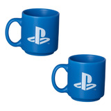 Jogo 2 Mini Xícaras Playstation 100ml Café Chá Presente Game