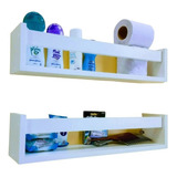 Jogo 2 Nichos Prateleira Para Banheiro Porta Livros Mdf 55cm