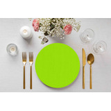 Jogo 20 Capas Sousplat Cor Lisa Tecido 35cm X 35cm + 20 Mdf Cor Verde Amarelo Neon Verde