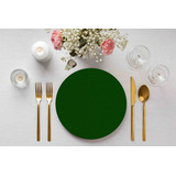 Jogo 20 Capas Sousplat Cor Lisa Tecido 35cm X 35cm + 20 Mdf Cor Verde-escuro Verde Bandeira