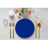 Jogo 20 Capas Sousplat Suplat Cor Lisa Tecido 35cm X 35cm Cor Azul Britanico