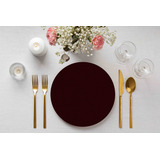 Jogo 20 Capas Sousplat Suplat Cor Lisa Tecido 35cm X 35cm Cor Vermelho Vinho