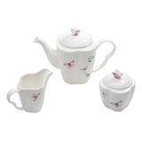 Jogo 3 Peças Porcelana Wolff Para Café / Chá Borboletas
