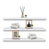 Jogo 3 Prat. Mdf Kit Organiz. Parede Invis. 60x15 Branco