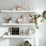 Jogo 3 Prat. Mdf Kit Organiz. Parede Invis. 60x20 Branco