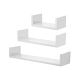 Jogo 3 Prateleira Nicho U 40/50/60 Branco Mdf Decorativo
