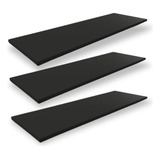 Jogo 3 Prateleiras 115x20 Mdf Preto Cozinha Quarto