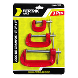 Jogo 3pcs Grampo Aperto Sargento Tipo C 1 2 3 Polegadas Fertak
