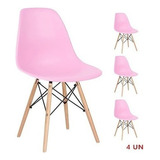 Jogo 4 Cadeiras Charle Eames Wood Eiffel Sala Cozinha Cor Da Estrutura Da Cadeira Rosa