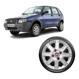 Jogo 4 Calota Aro 13 Fiat Uno Way Com Emblemas