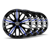 Jogo 4 Calota Triton Sport Aro 14 Preta / Azul Vw Gol G6
