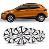 Jogo 4 Calota Velox Aro 15 Prata Preto Fiat Argo Idea Cronos