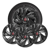 Jogo 4 Calotas Esportivas Aro 13 Nitro Black Carros Fiat