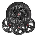 Jogo 4 Calotas Esportivas Aro 13 Nitro Black Carros Fiat