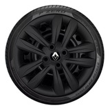 Jogo 4 Calotas Renault Sandero Logan Preto Fosco Aro 15 