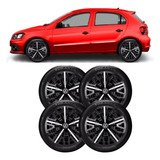 Jogo 4 Calotas Triton Sport Aro 14 Preta/prata Vw Gol G6