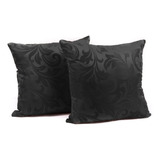 Jogo 4 Capa Almofada Decorativa Jacquard 40x40 Zíper Cor Preto