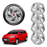 Jogo 4 Carlotas Esportivas Aro 13 Nitro Prata Fiat Palio Uno