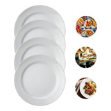 Jogo 4 Pratos Jantar Raso Porcelana Aba 26cm Bistrô Oxford