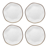 Jogo 4 Pratos Sobremesa Porcelana Oxford Orgânico Maresia